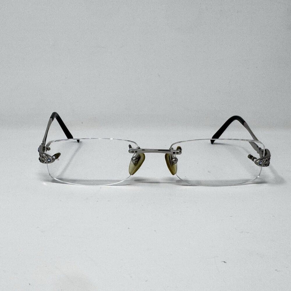 Bvlgari 2049-B 322 Rimless Eyeglass Frames Blue Crystal 51-16-135 READ
